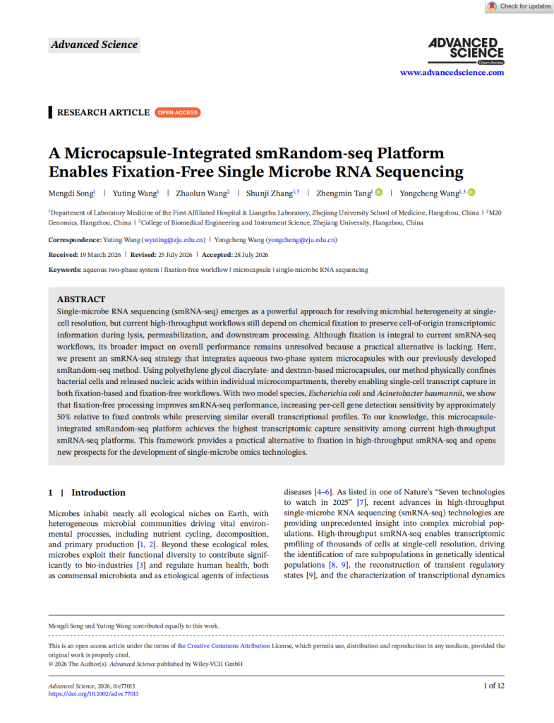 A microcapsule-integrated smRandom-seq platform enables fixation-free single microbe RNA sequencing